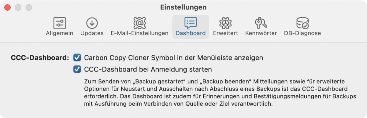 CCC Mitteilungseinstellungen