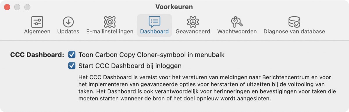 Voorkeuren voor CCC-meldingen