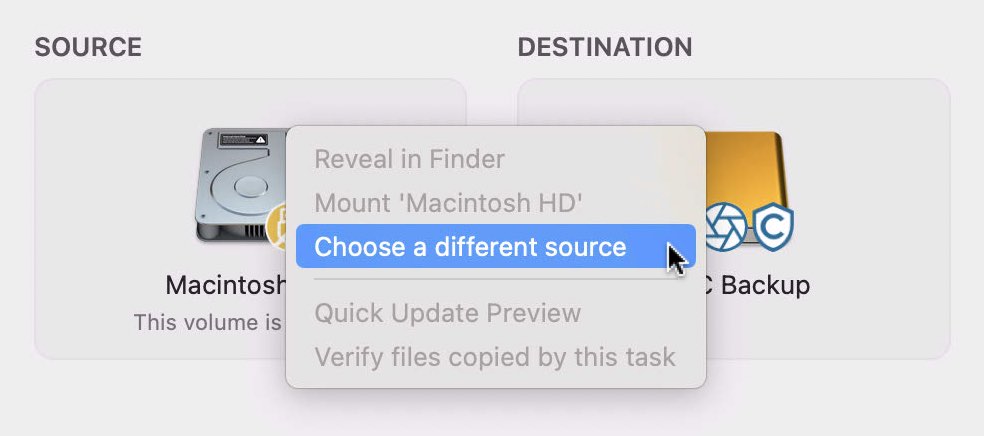 Click on the Source selector and choose the option to select a different source