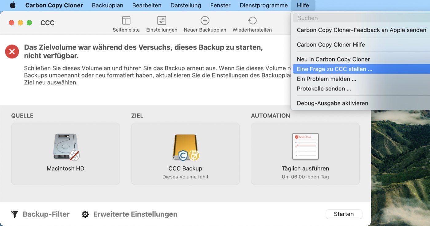 Hilfe öffnen