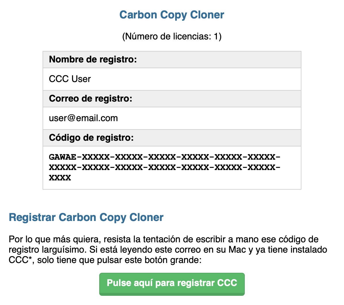 Abra el correo de registro