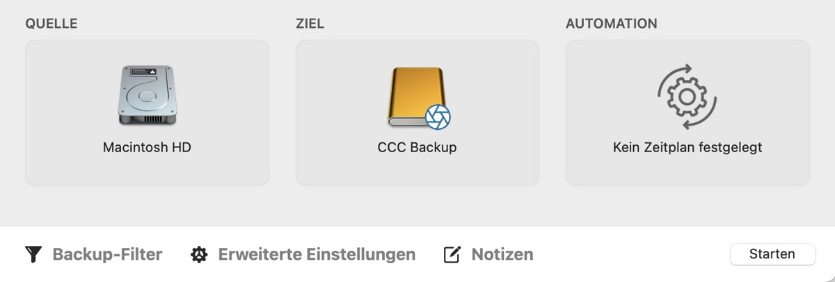 Konfigurieren Sie zunächst die Einstellungen für Ihren Backupplan