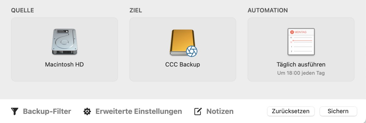 Sichern Sie das Backup