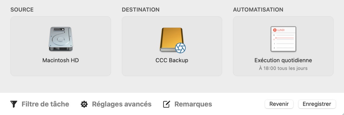Enregistrez la tâche.