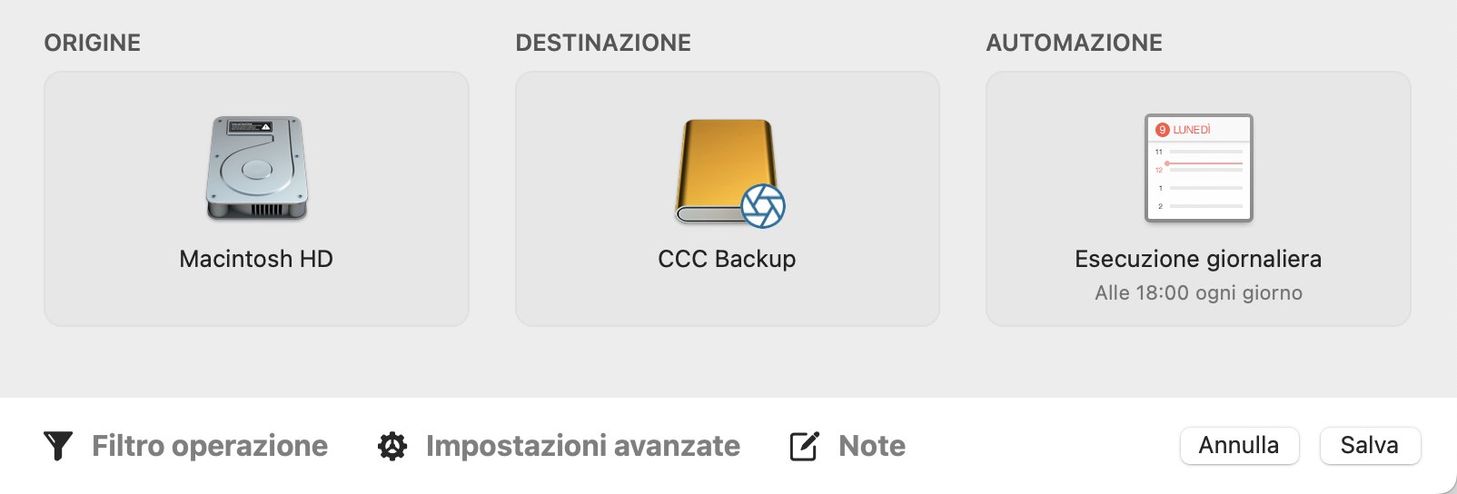 Salva l'operazione