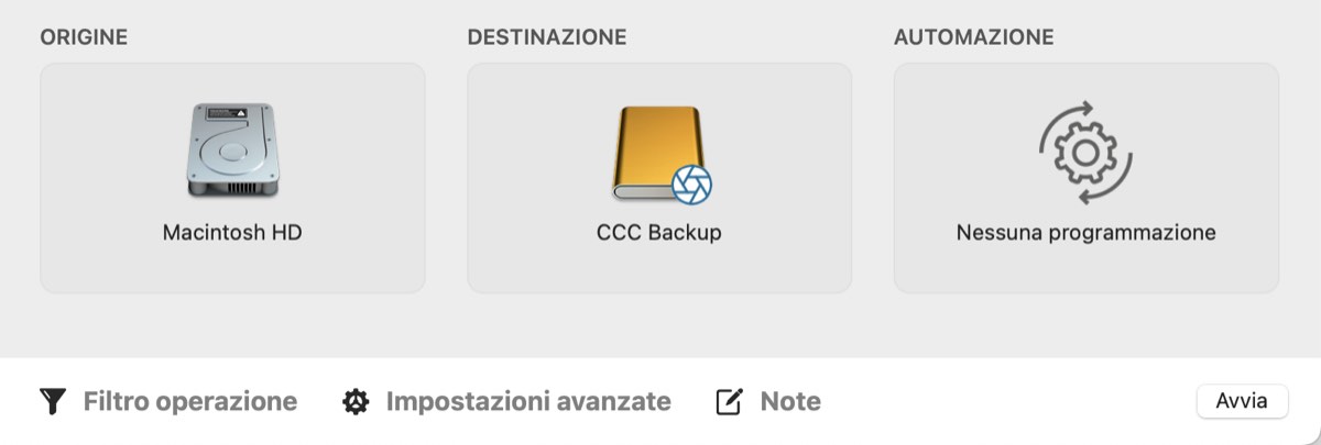 Configura prima le impostazioni dell'operazione