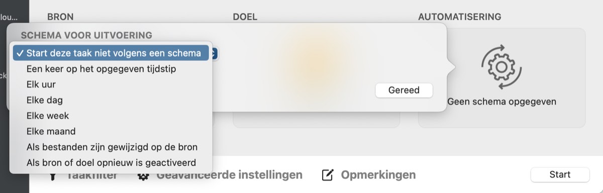 Selecteer een schema