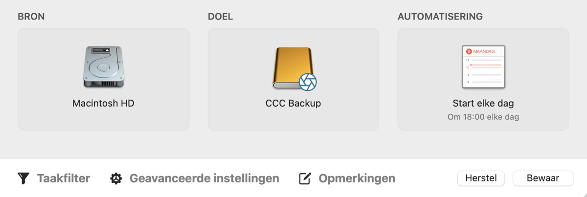 Bewaar de taak.