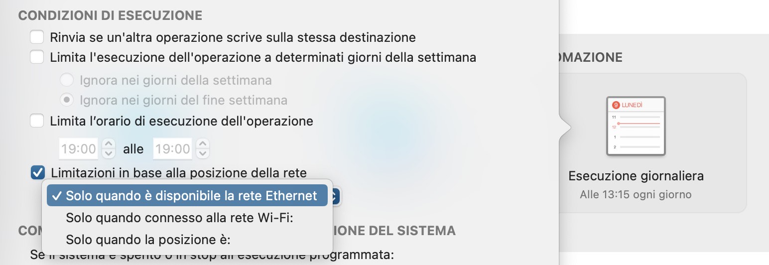 Condizioni di esecuzione basate sulla rete
