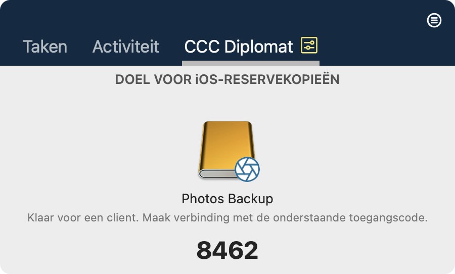 CCC Diplomat; Maak reservekopieën vanaf iOS-apparaten