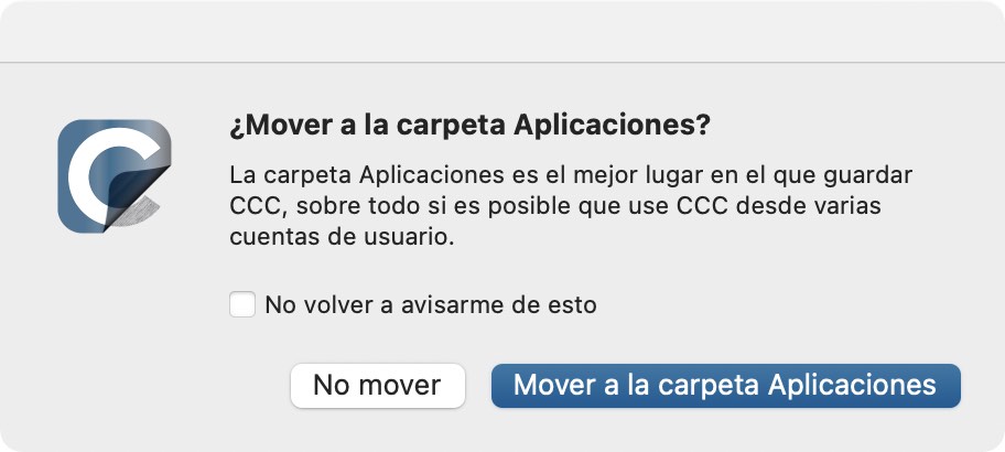 Abra CCC y permita que se traslade a la carpeta Aplicaciones