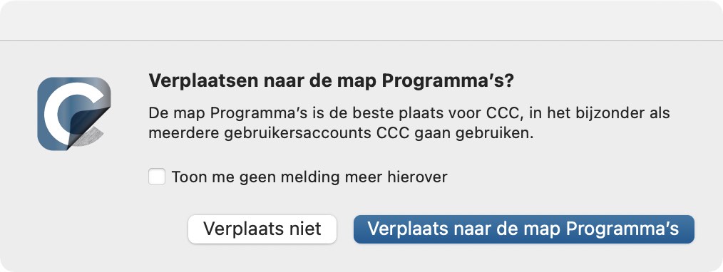 Open CCC en verplaats de app naar de map Programma’s