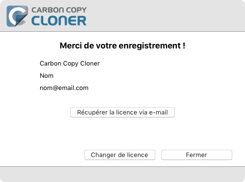 Enregistrement réussi
