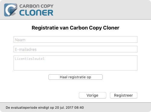 Kopieer en plak de registratiecode