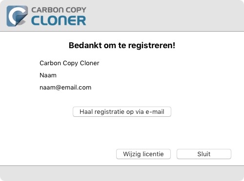 Registratie geslaagd