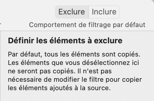 Mode filtre dans la barre d'outils