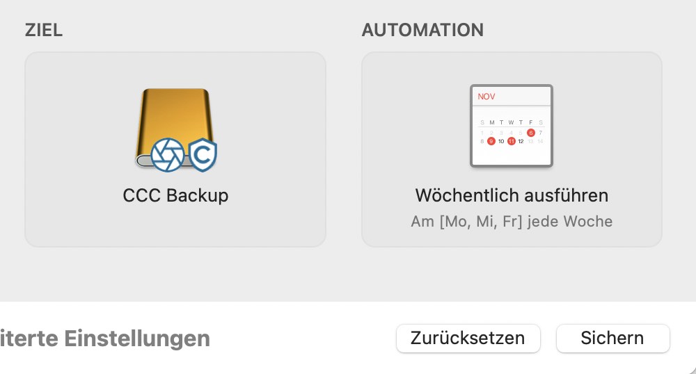 Zeitplan sichern