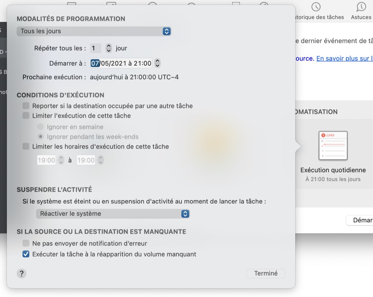 Modifier la planification
