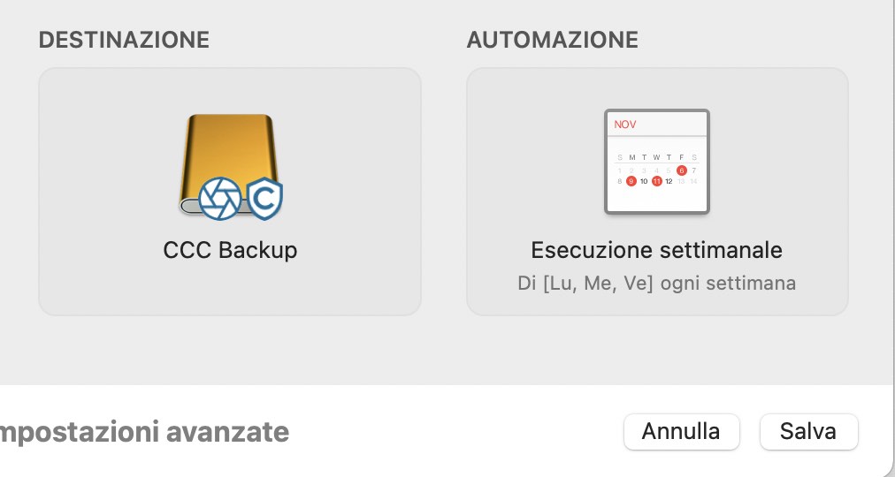 Salva la programmazione