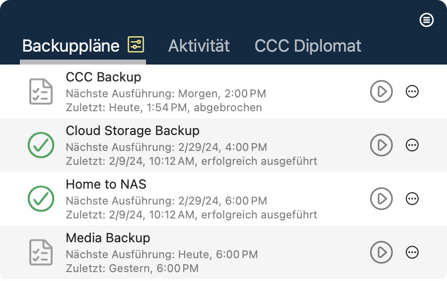 Steuerung des Backups