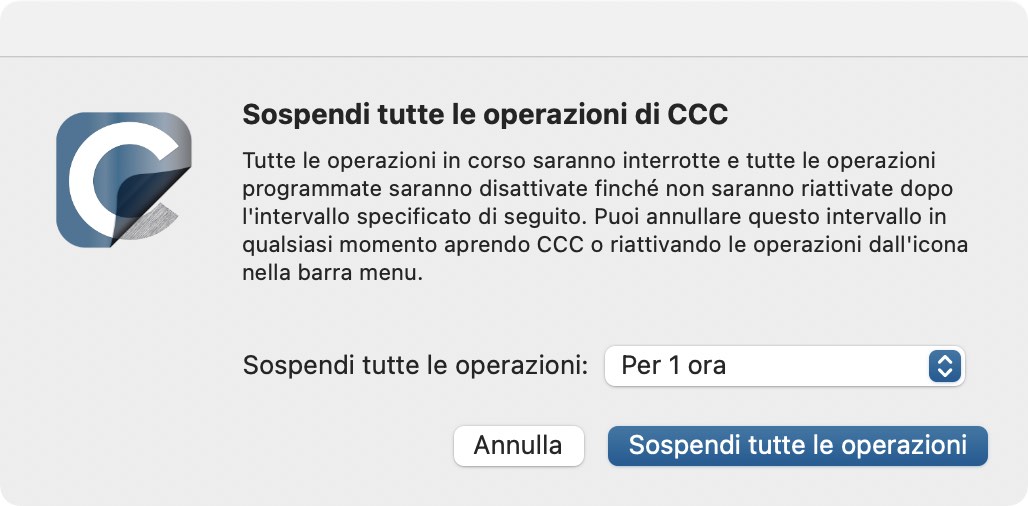Disattivare tutte le operazioni