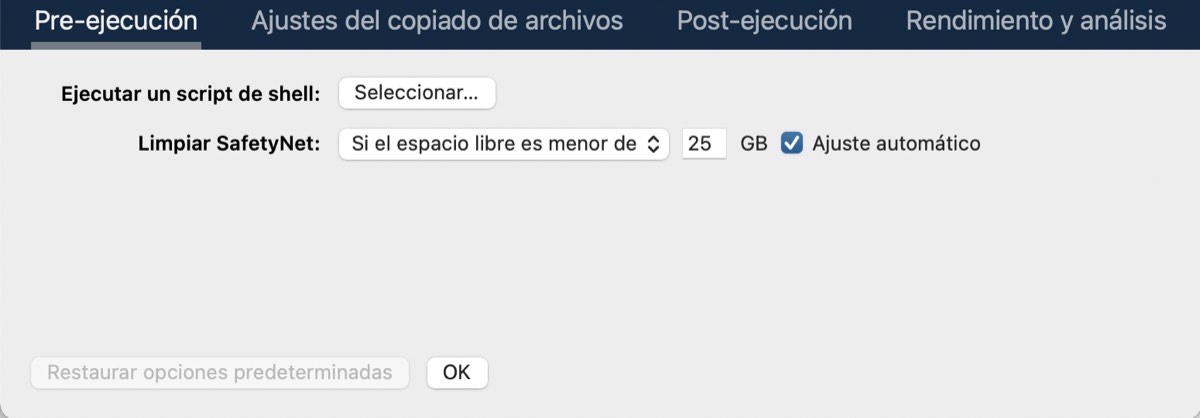 Ajustes de borrado de SafetyNet en CCC