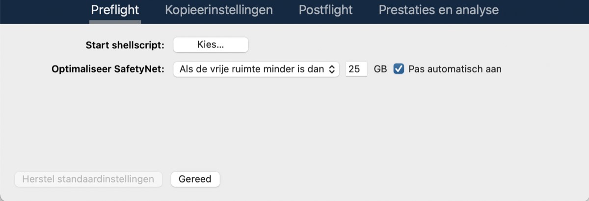 Instellingen van CCC SafetyNet-optimalisatie