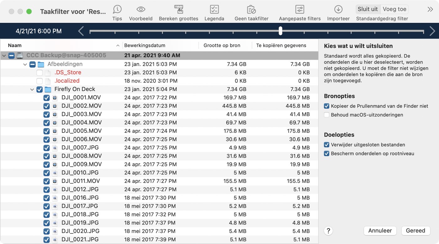 CCC-browser voor momentopnamen