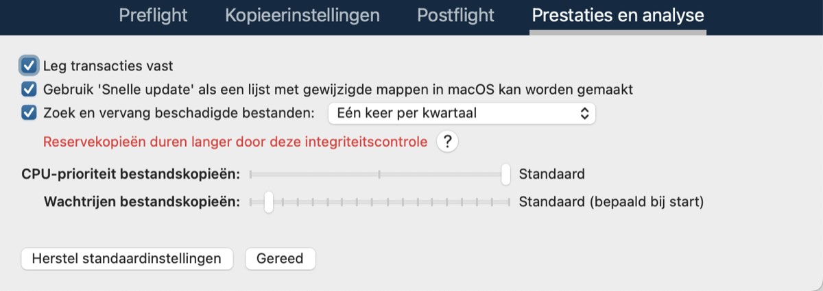 Instellingen voor prestaties en analyse