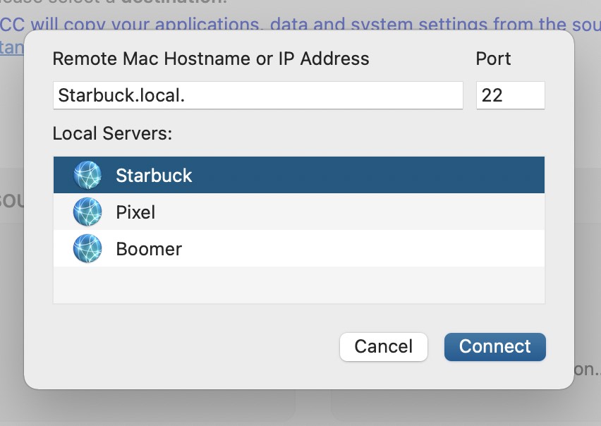 Connect to host