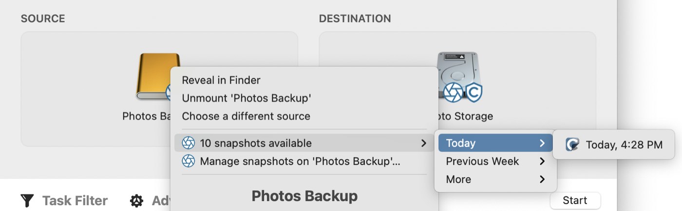 Restauration à partir d'un instantané