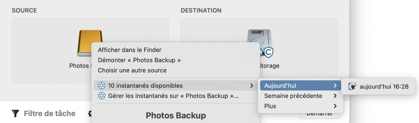 Restauration à partir d'un instantané