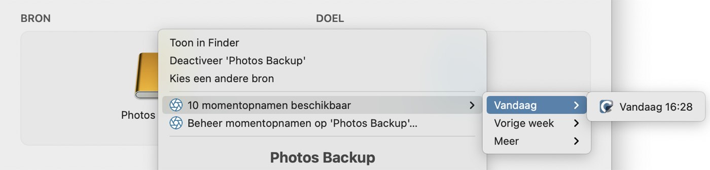 Terugzetten vanaf een momentopname
