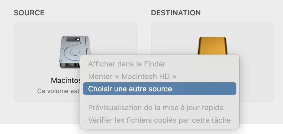 Cliquez sur le sélecteur de source et choisissez l'option permettant de sélectionner une autre source