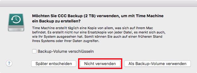 Time Machine nicht nutzen