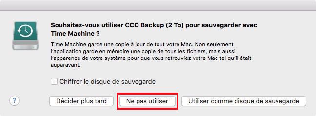 Ne pas utiliser Time Machine