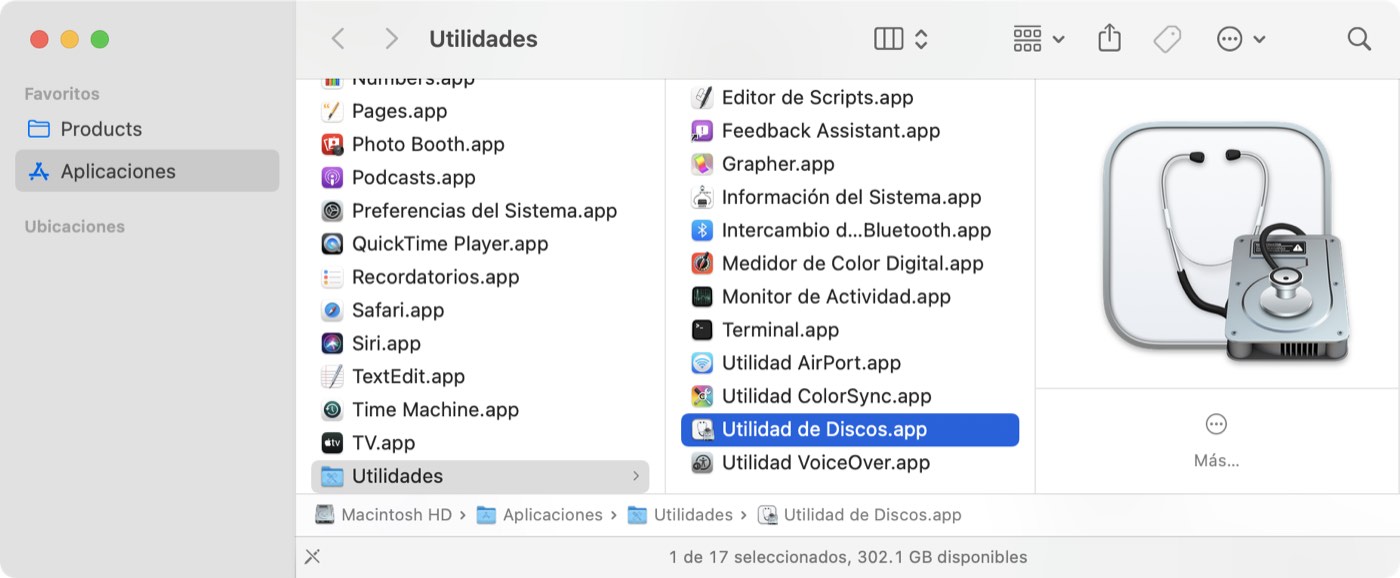 Abra Utilidad de Discos