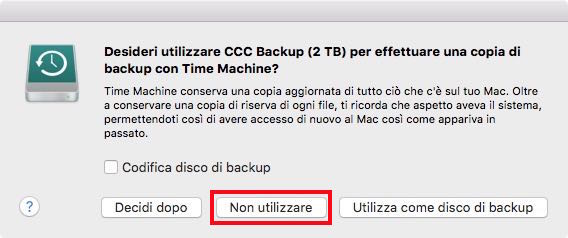 Non usare Time Machine