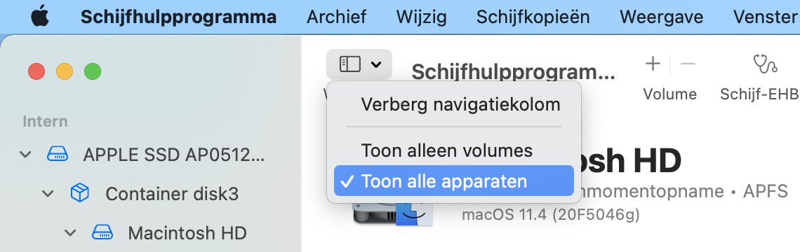 Selecteer de reservekopieschijf