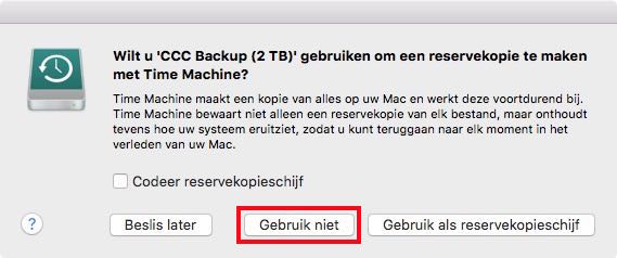 Gebruik Time Machine niet