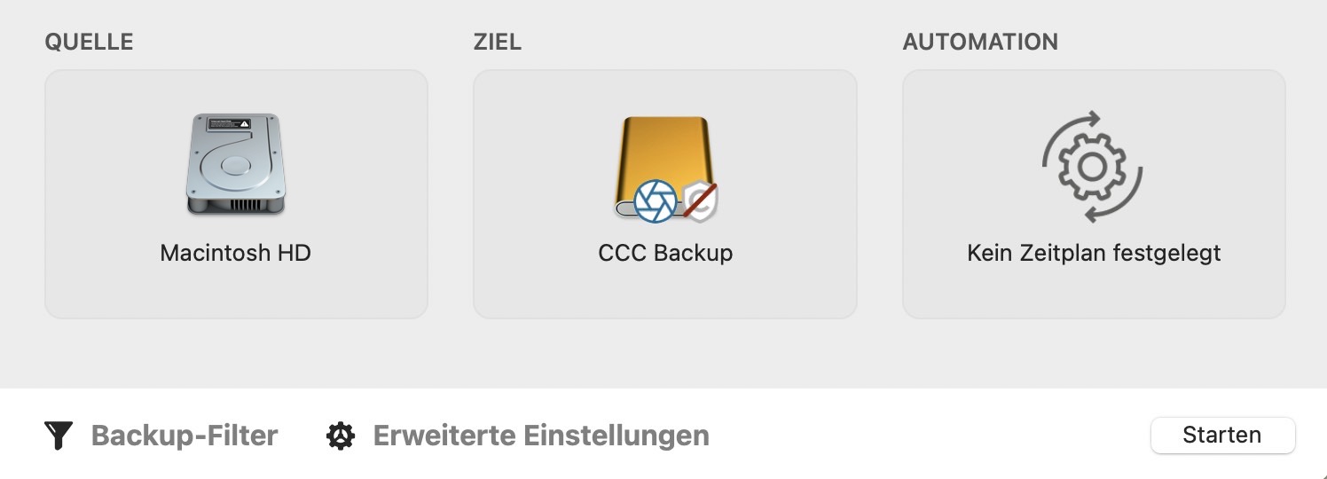Backup beginnen