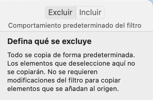 Elemento de la barra de menú del modo de filtro