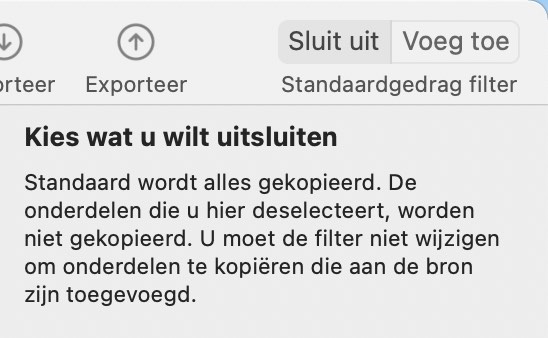 Filtermodus onderdeel knoppenbalk