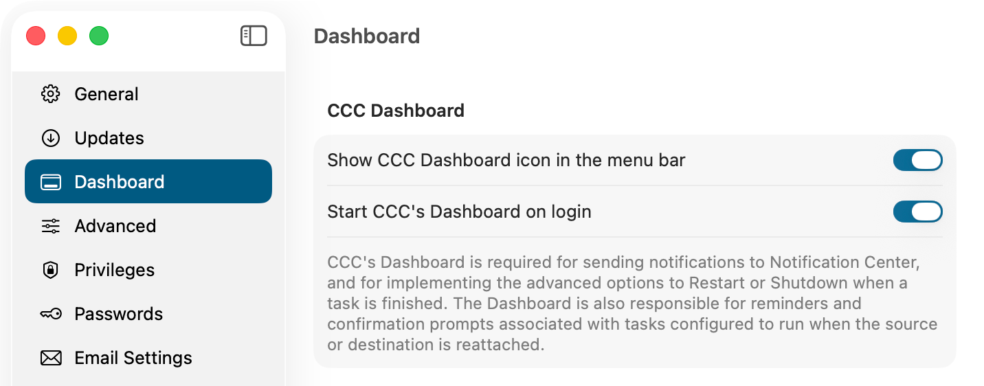CCC notification preferences