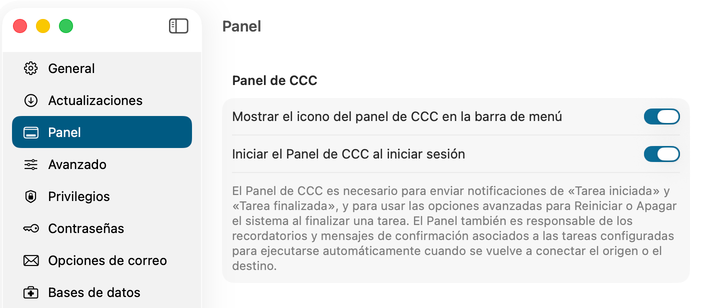 Preferencias de notificaciones de CCC